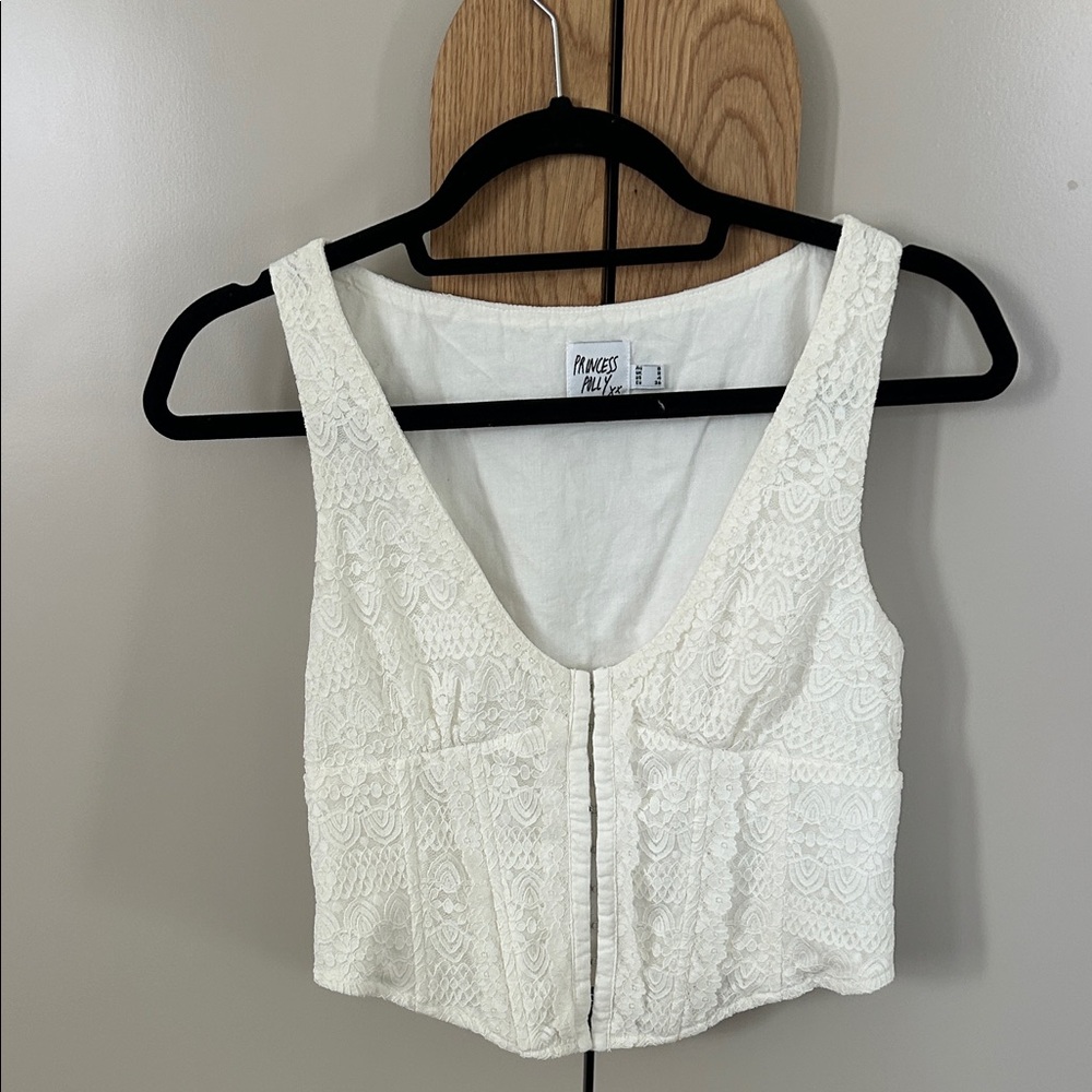 Princess Polly Cream Lace Tank Top